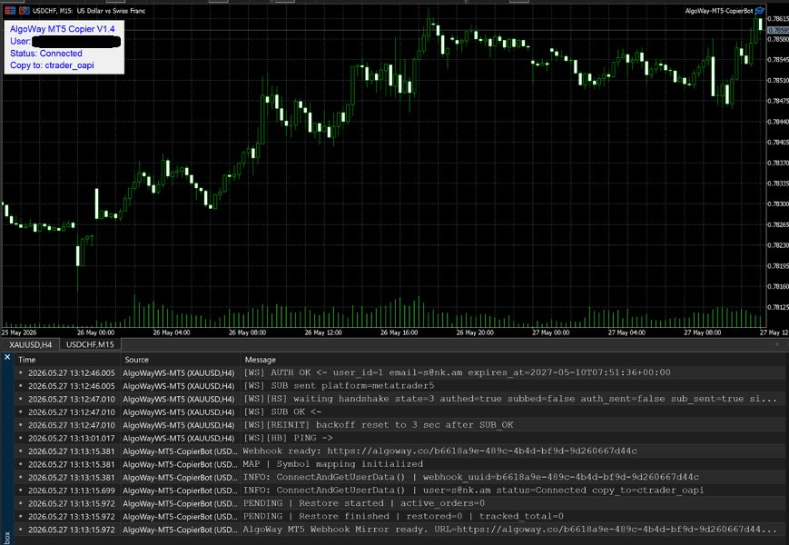 Screenshot #1 AlgoWay MT5 CopierBot