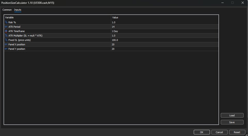 Screenshot #4 Position Sizer MT5