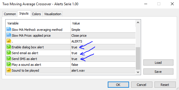 alert input parameters