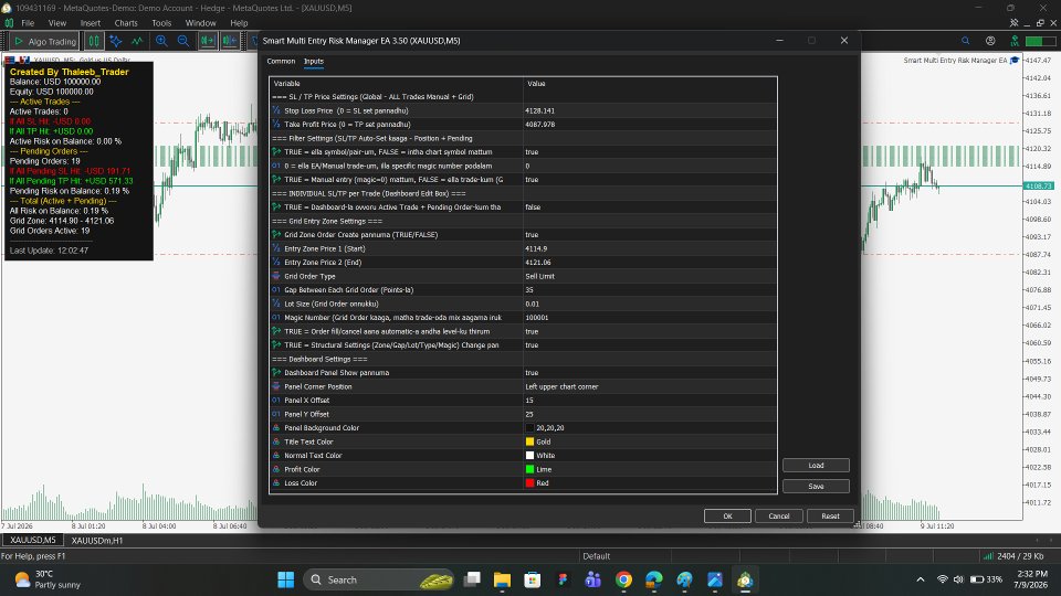 Screenshot #2 Smart Multi Entry Risk Manager EA