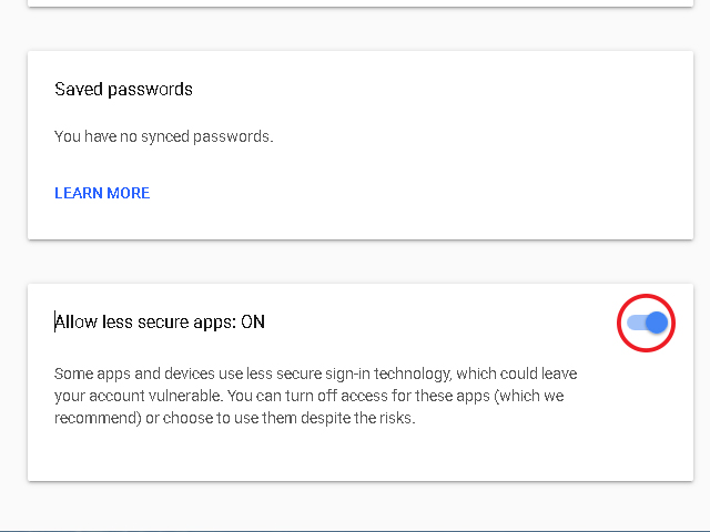 less secure apps enable