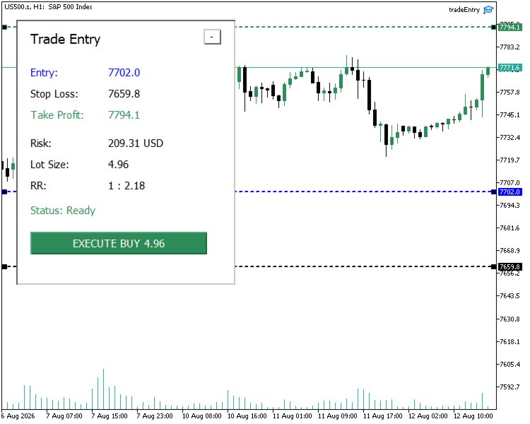 Screenshot #1 Trade Entry
