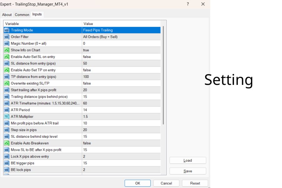 Ekran görüntüsü #1 Trailing stop manager mt4 version