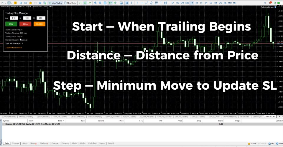 Screenshot #4 Trailing Stop Manager MT4