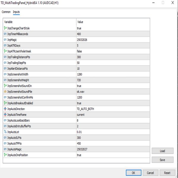 Снимок экрана #2 TD MultiTradingPanel EA