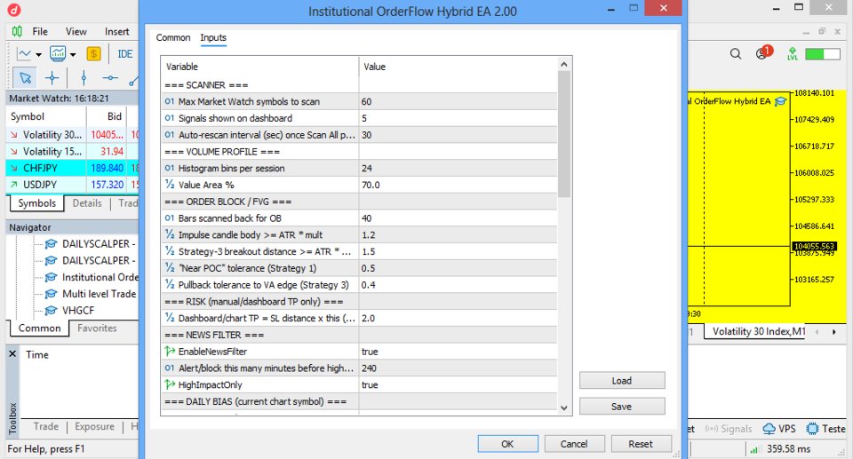 Screenshot #2 Institutional Orderflow EA