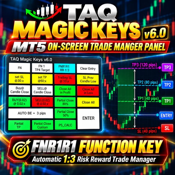 Снимок экрана #1 Auto Trade Manager MT5 OnScreen Panel TAQMagicKey