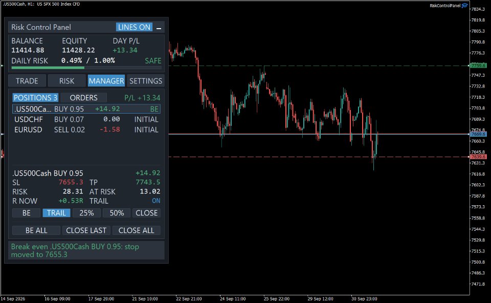 Screenshot #4 Risk Control Panel