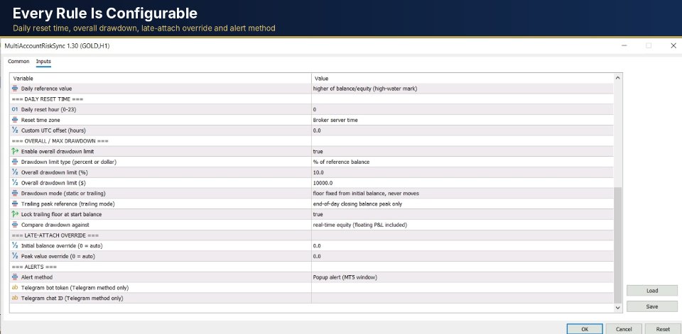 Ekran görüntüsü #10 Multi Account Risk Sync Panel