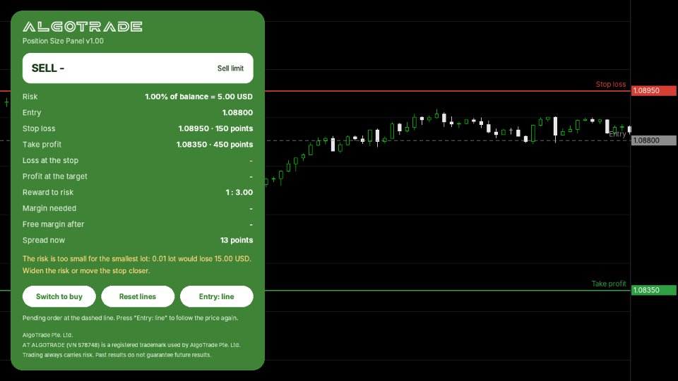 Ekran görüntüsü #2 AlgoTrade Position Size Panel