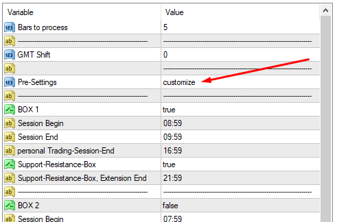 Break-Out-Box Pre-Settings
