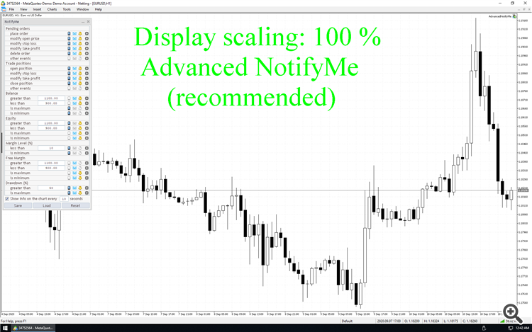 Advanced NotifyMe, scale 100%