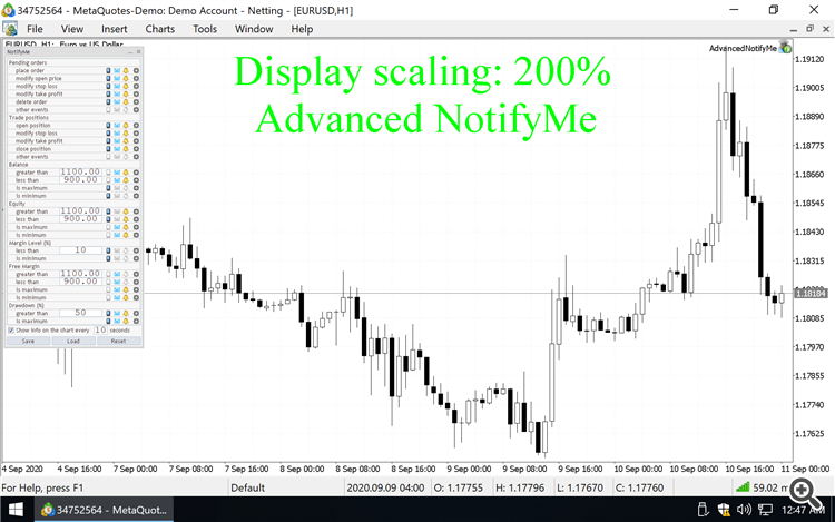 Advanced NotifyMe, scale 200%