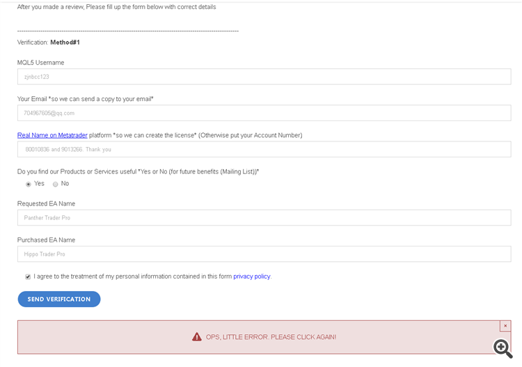 There have been some small mistakes. I have filled in the form many times