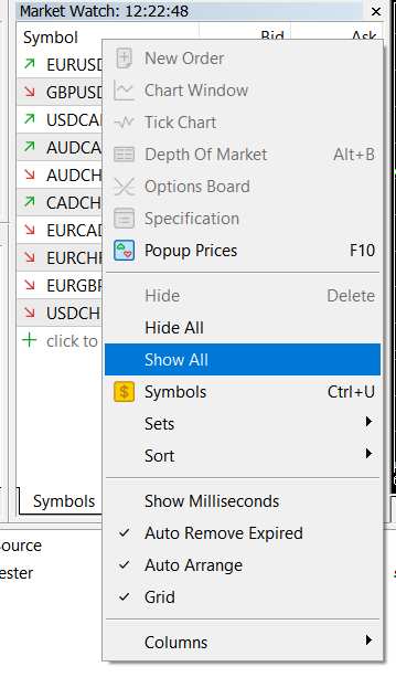 Probieren Sie es aus - zeigen Sie alle Symbole