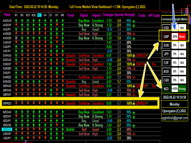 Forex Market View Dashboard and CSM