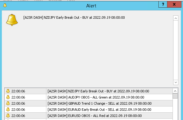 A2SR Dashboard Alerts