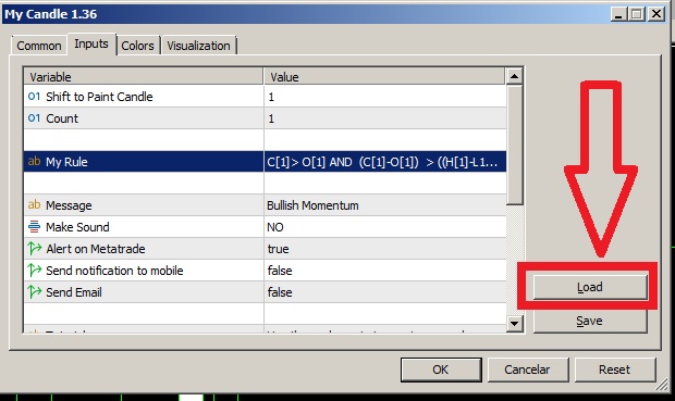 totorial to load presets on metatrade