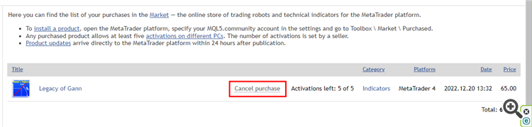Cancel purchase