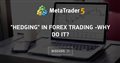 "Hedging" in Forex trading -Why do it?
