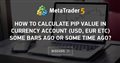How to calculate pip value in currency account (USD, EUR etc) some bars ago or some time ago?