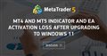 MT4 and MT5 indicator and EA activation loss after upgrading to Windows 11