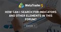 How can I search for indicators and other elements in this forum?