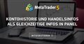 Kontohistorie und Handelsinfos als gleichzeitige Infos in Panel