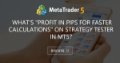 what's "profit in pips for faster calculations" on strategy tester in MT5?