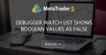 Debugger watch list shows Boolean values as false