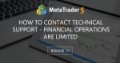 How to contact technical support - Financial operations are limited