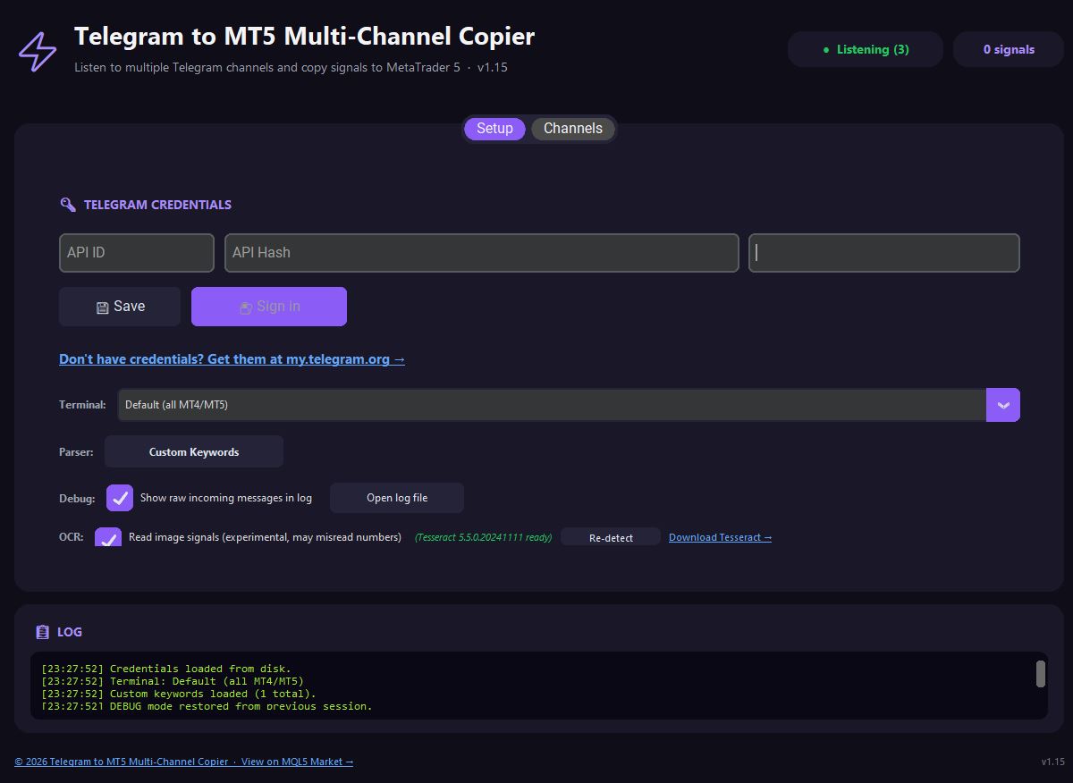 Telegram to MT5 app Telegram to MT5 app