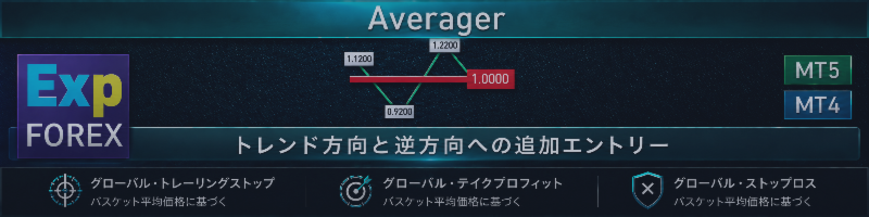 Averager - ポジション平均化、トレンド方向・逆方向の追加エントリー、グリッド