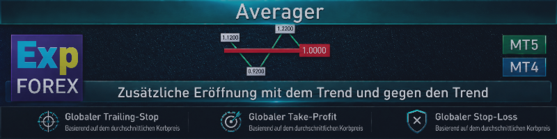 Averager - Averager für Positionen. Zusätzliche Eröffnung mit dem Trend und gegen die Bewegung. Grid