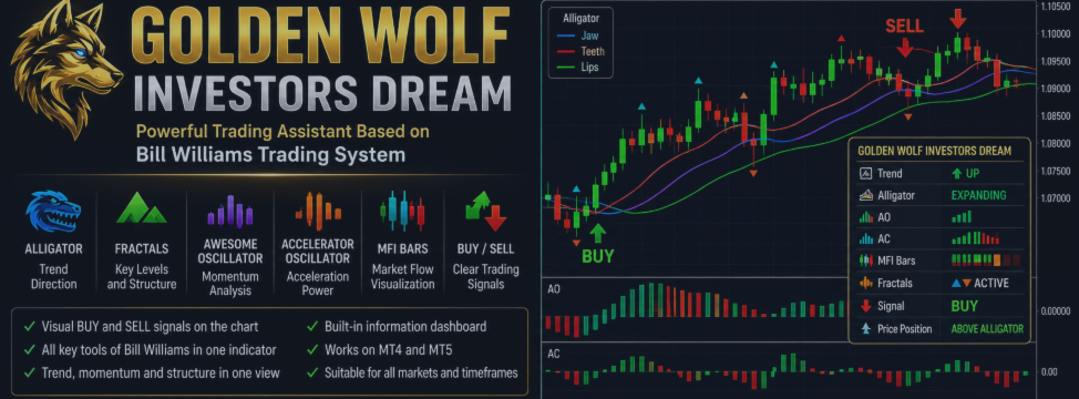 Golden Wolf Investors Dream for MT4/MT5: визуальный торговый помощник по системе Билла Вильямса