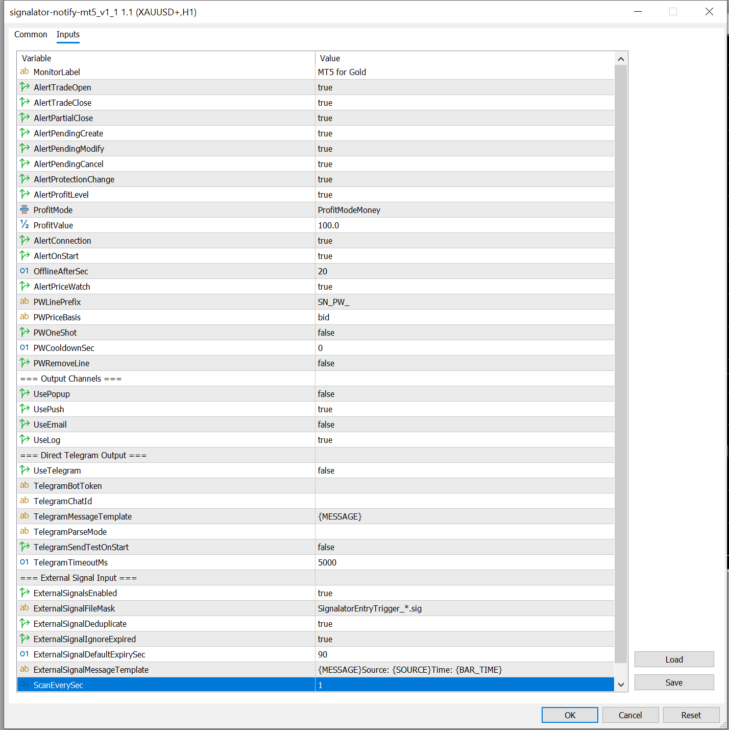 Signalator Notify Input Settings Signalator Notify Input Settings