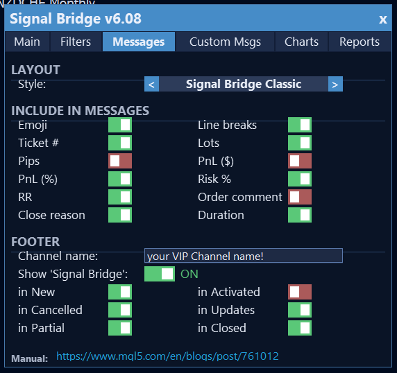 Messages tab