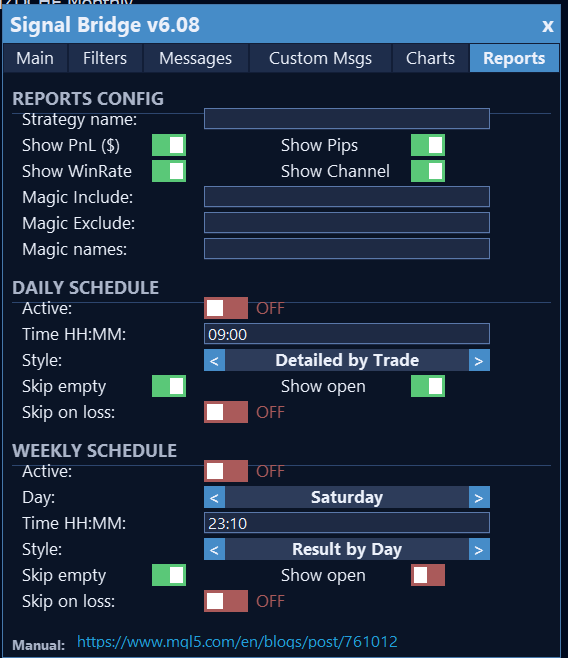Reports tab