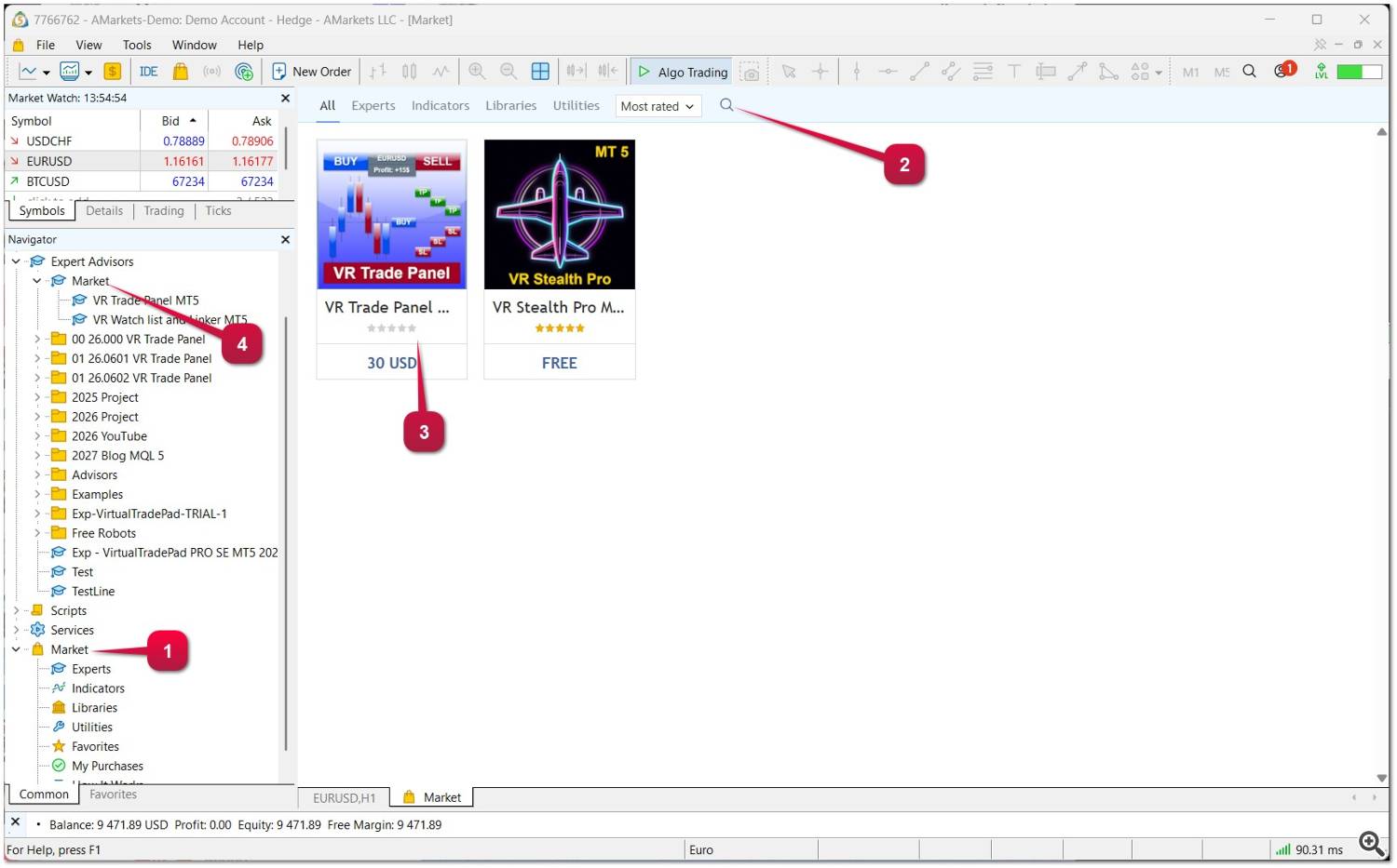 How to install an application from the MQL5 Market