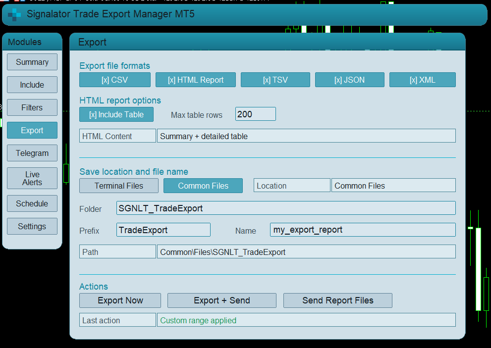 Trade export options Trade export options