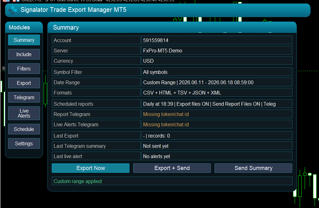 Trade export summary page Trade export summary page