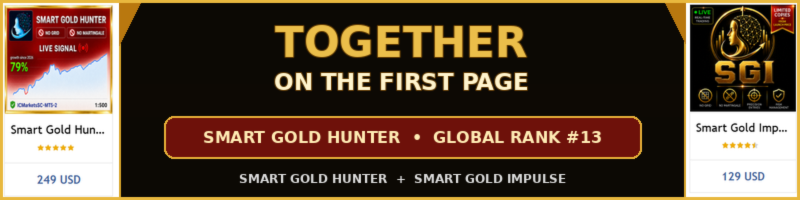 Two Gold EAs, One First Page: Smart Gold Hunter Reaches Global Rank #13 as Smart Gold Impulse Joins the Success