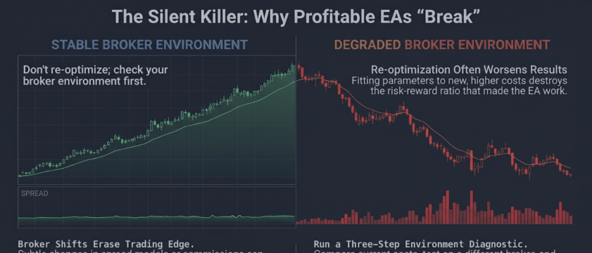 Diagnosing EA Performance Degradation: When the Broker Changes the Spread Model