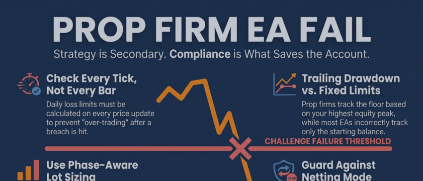 Prop Firm EA Compliance: Four Infrastructure Gaps That Cause Challenge Disqualification