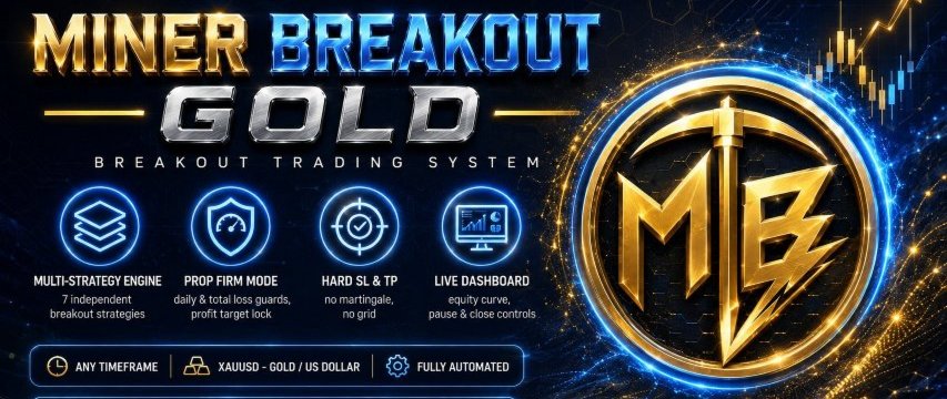 Miner Breakout Gold — 7 Independent XAUUSD Breakout Strategies, Prop-Firm Ready