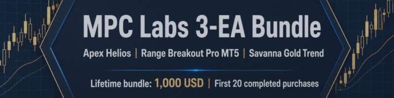 MPC Labs 3-EA Lifetime Bundle: Apex Helios, Range Breakout Pro and Savanna Gold Trend