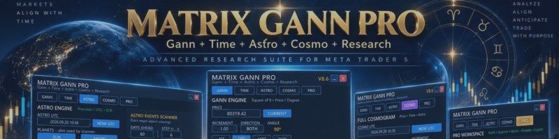 Matrix Gann Pro V8.6 — Gann, Time, Astro & Research Suite for MT5