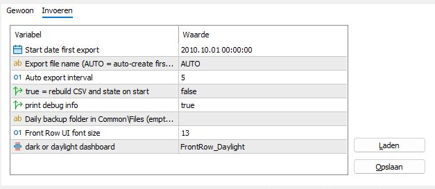 All eight Backstage inputs in the MT5 Inputs tab