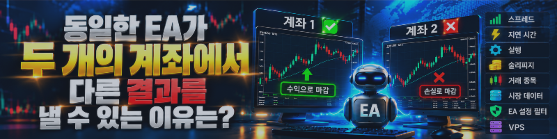 왜 같은 EA가 두 개의 계좌에서 다르게 거래할 수 있을까?