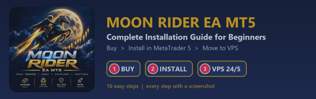 Moon Rider EA MT5 — Complete Installation Guide for Beginners (Buy → Install → VPS)